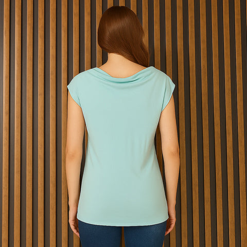 Light Blue Cowl Neck Top | Montivo Pakistan