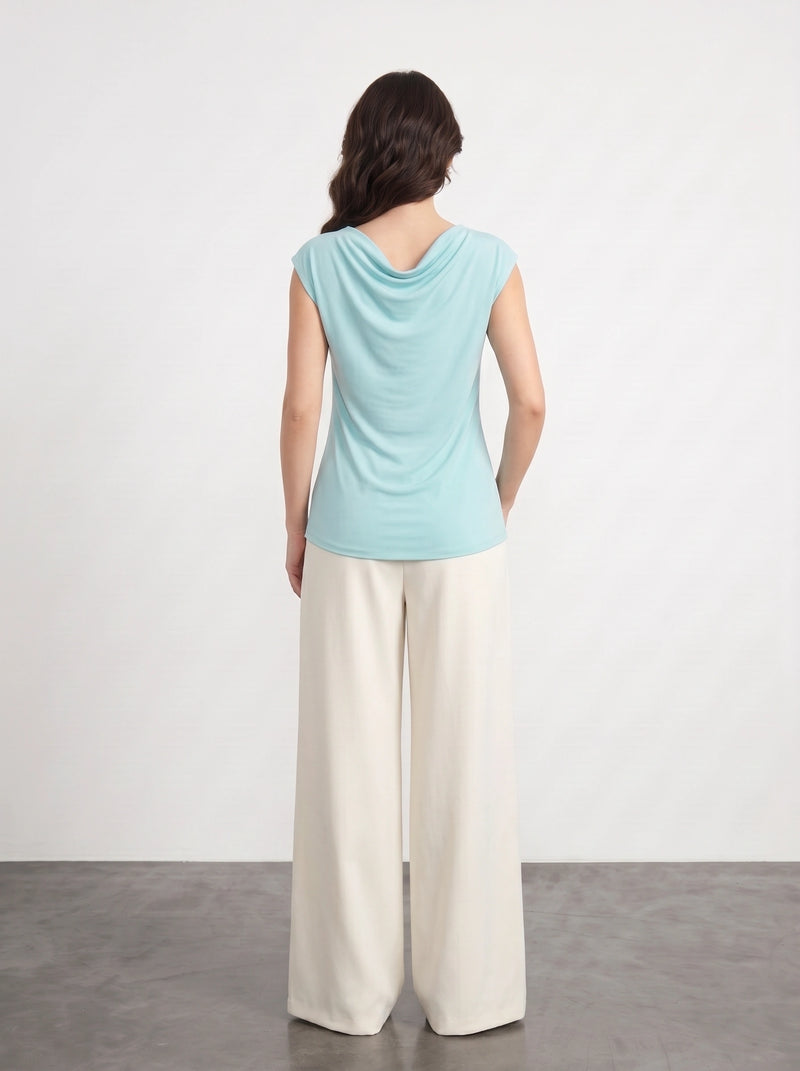 Light Blue Cowl Neck Top | Montivo Pakistan