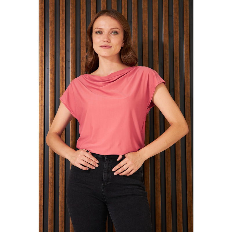 Tangerine Cowl Neck Top | Montivo Pakistan