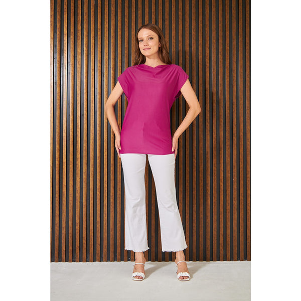 Fuscia Cowl Neck Top | Montivo Pakistan