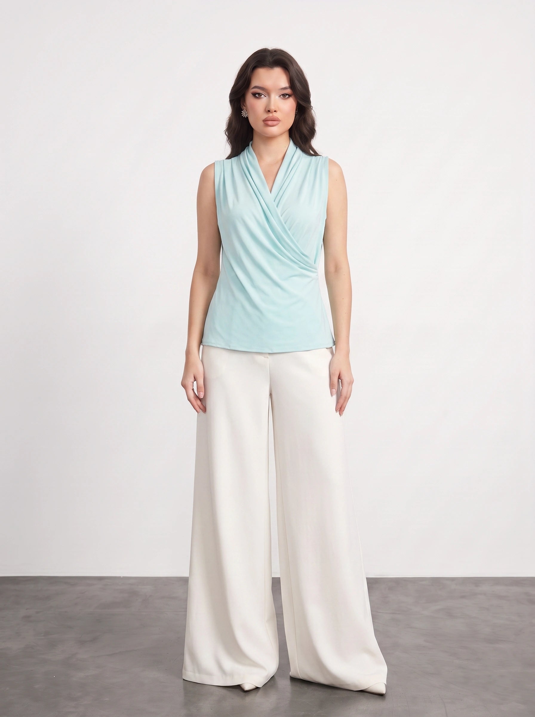 Light Blue Wrap Neck Top | Montivo Pakistan