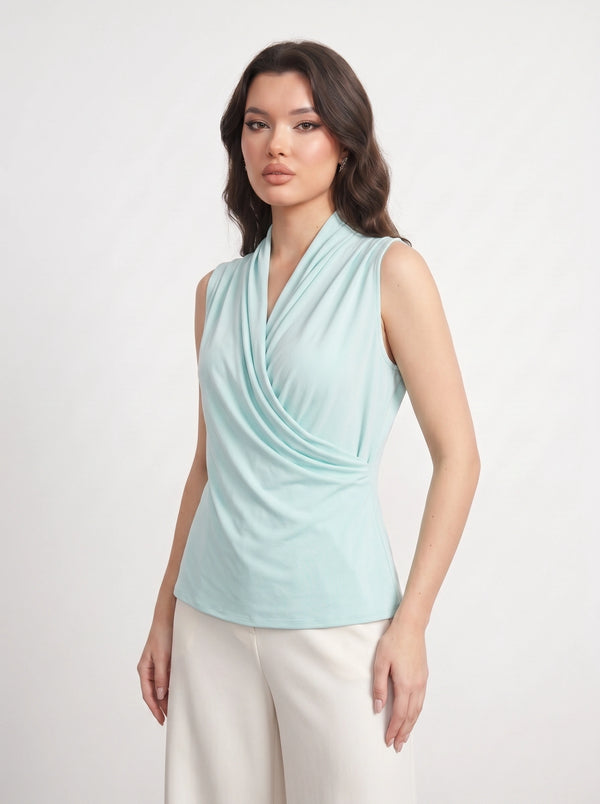 Light Blue Wrap Neck Top | Montivo Pakistan