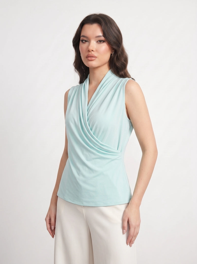 Light Blue Wrap Neck Top | Montivo Pakistan