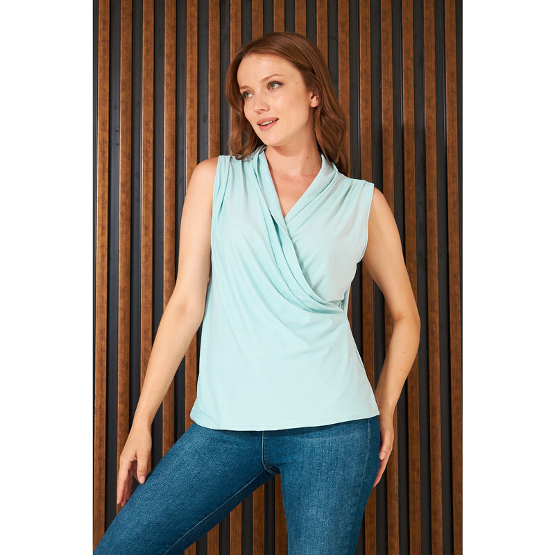 Light Blue Wrap Neck Top | Montivo Pakistan