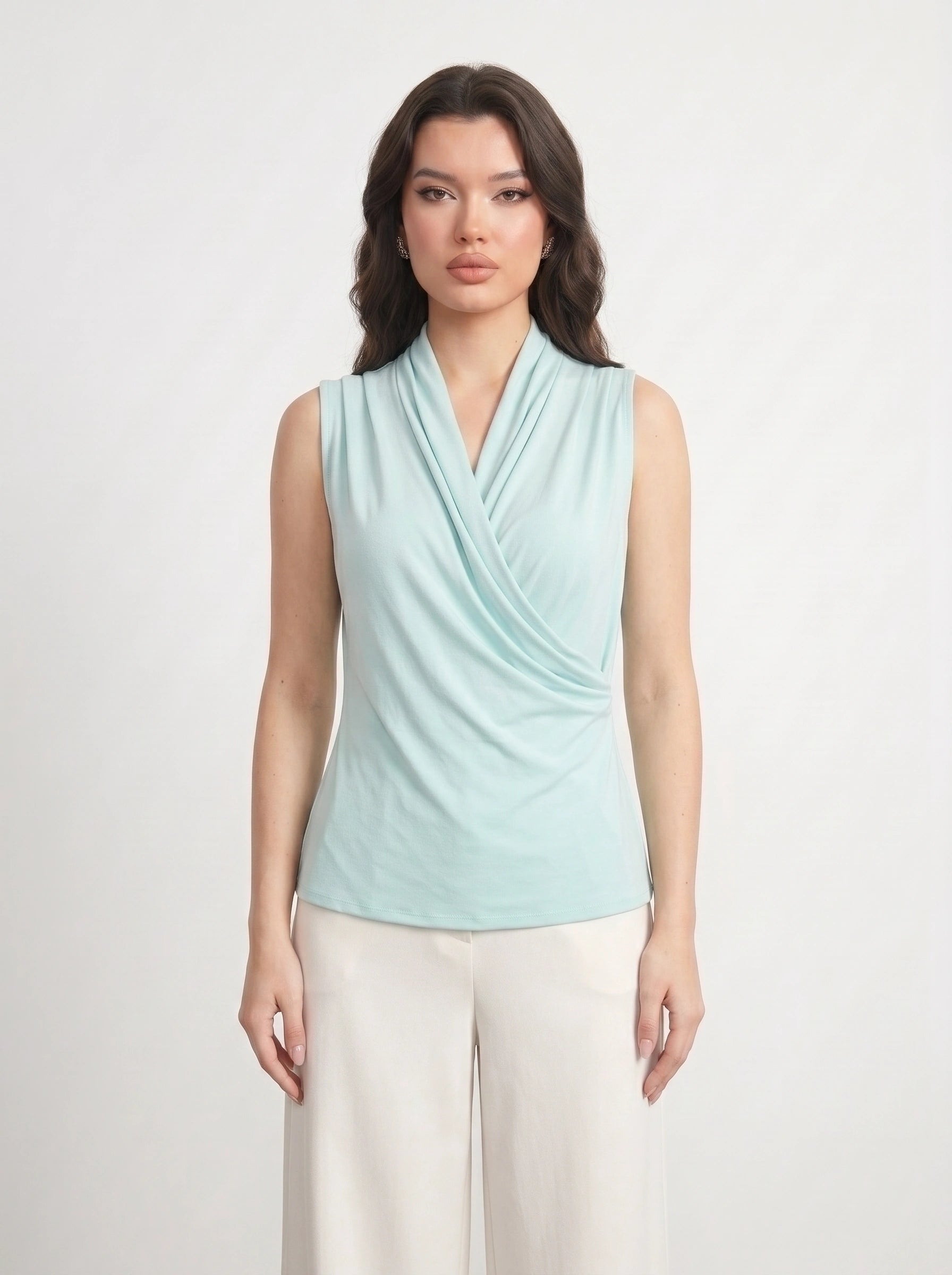 Light Blue Wrap Neck Top | Montivo Pakistan