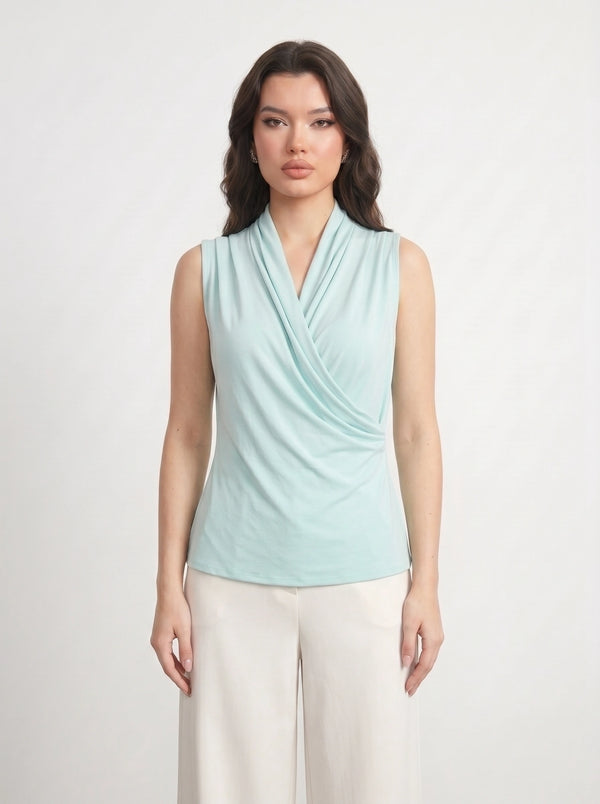 Light Blue Wrap Neck Top | Montivo Pakistan