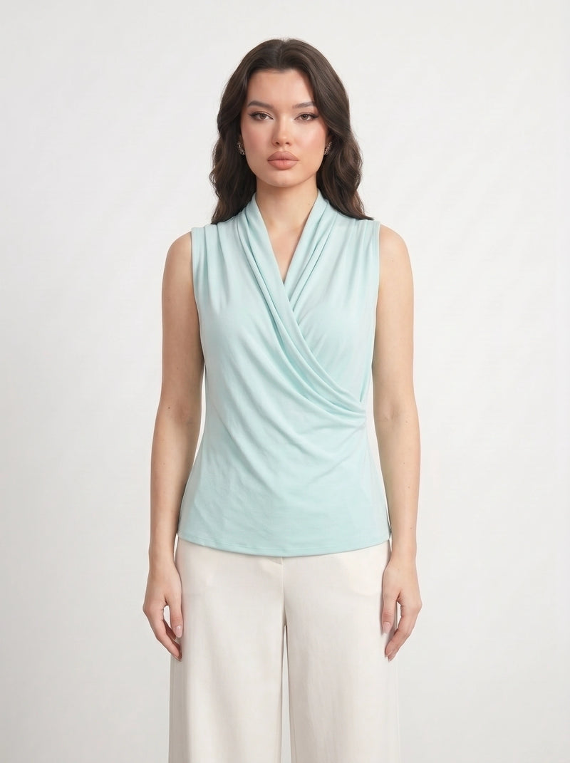 Light Blue Wrap Neck Top | Montivo Pakistan