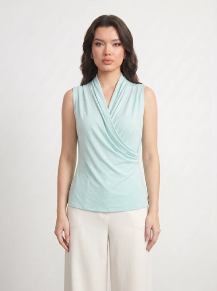 Light Blue Wrap Neck Top | Montivo Pakistan