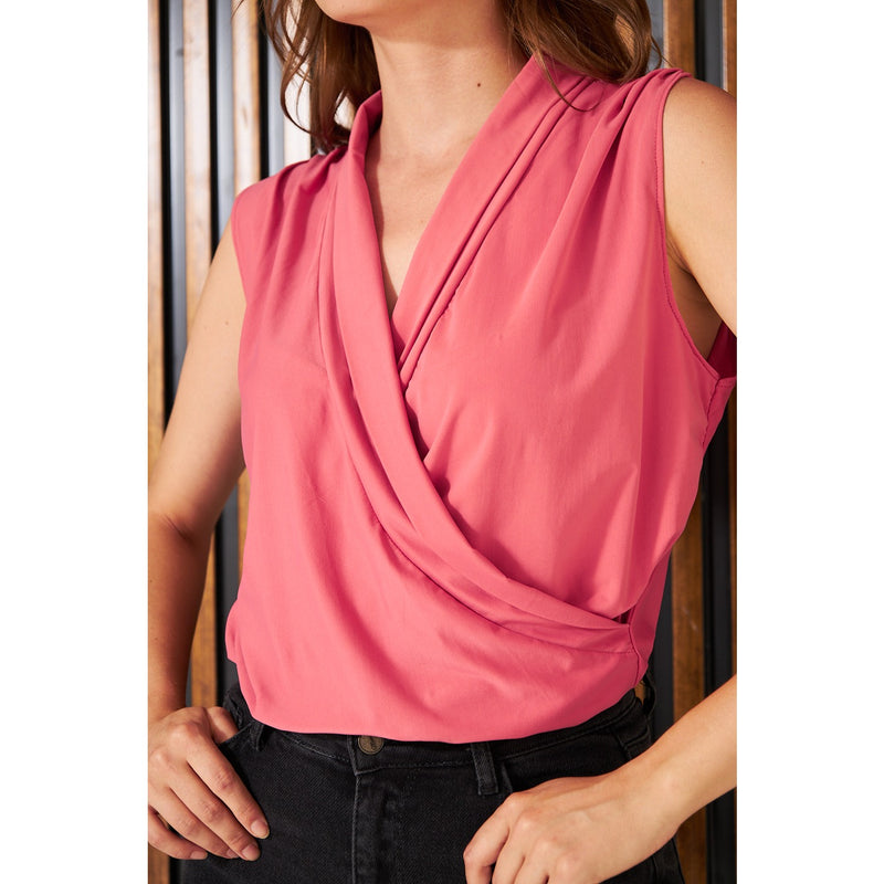 Tangerine Wrap Neck Top | Montivo Pakistan