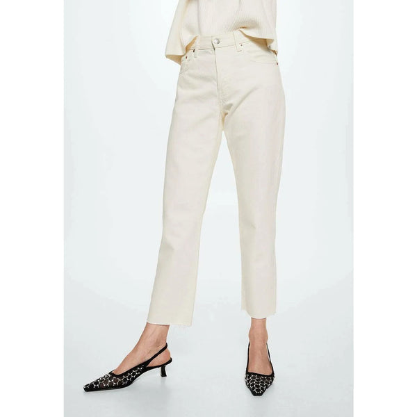 White Button Fly Straight Jeans | Montivo Pakistan
