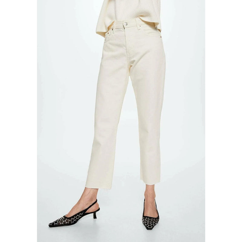 White Button Fly Straight Jeans | Montivo Pakistan