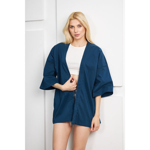 Teal Blue Kimono Shawl Jacket | Montivo Pakistan