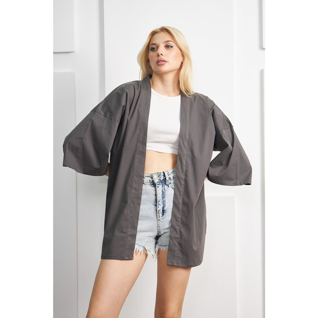 Grey Kimono Shawl Jacket – Montivo