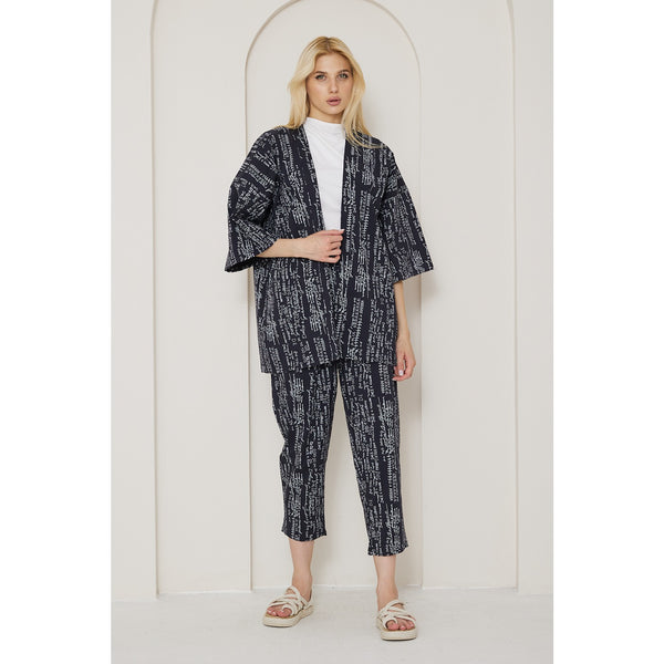 DG Black Printed Kimono Matching Set | Montivo Pakistan