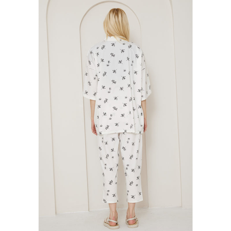 White Printed Kimono Matching Set | Montivo Pakistan