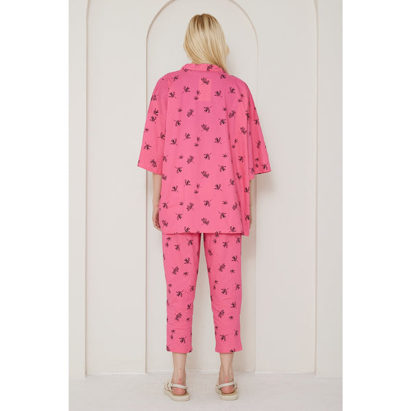 Pink Printed Kimono Matching Set | Montivo Pakistan