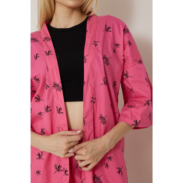 Pink Printed Kimono Matching Set | Montivo Pakistan