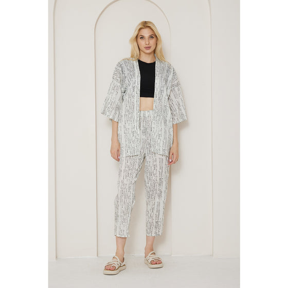 DG White Printed Kimono Matching Set | Montivo Pakistan