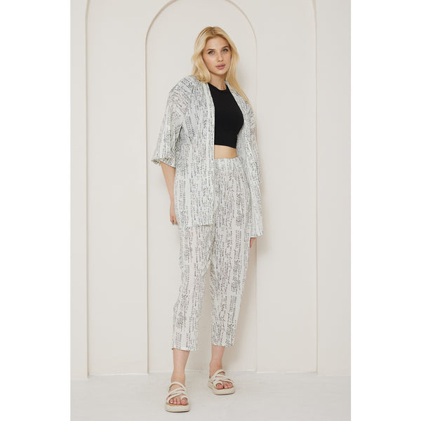 DG White Printed Kimono Matching Set | Montivo Pakistan