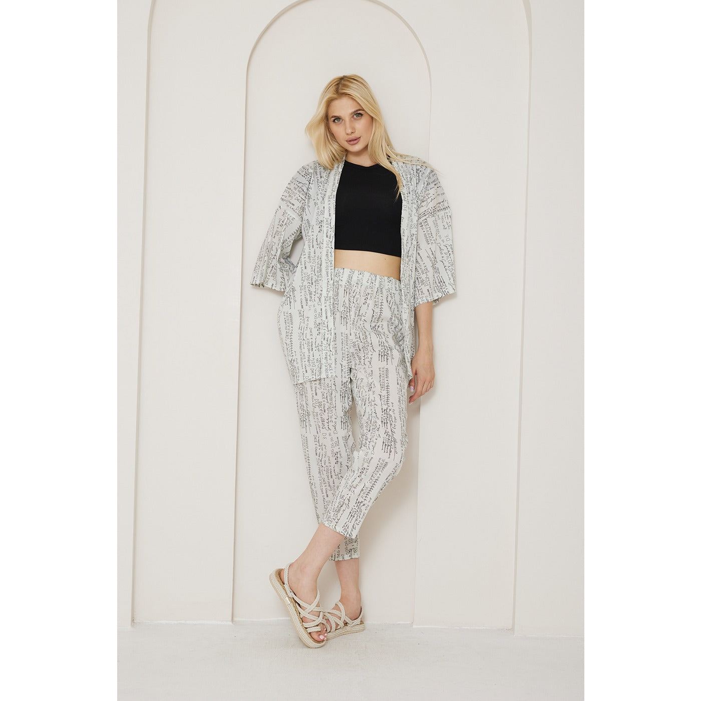 DG White Printed Kimono Matching Set | Montivo Pakistan