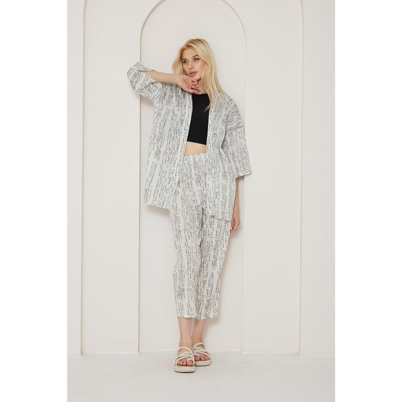 DG White Printed Kimono Matching Set | Montivo Pakistan