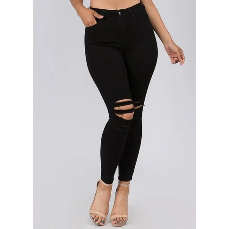 Black Skinny Ripped Jeans | Montivo Pakistan