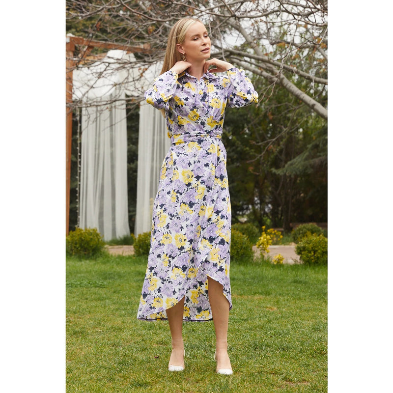 Lilac Floral Shirt Dress | Montivo Pakistan