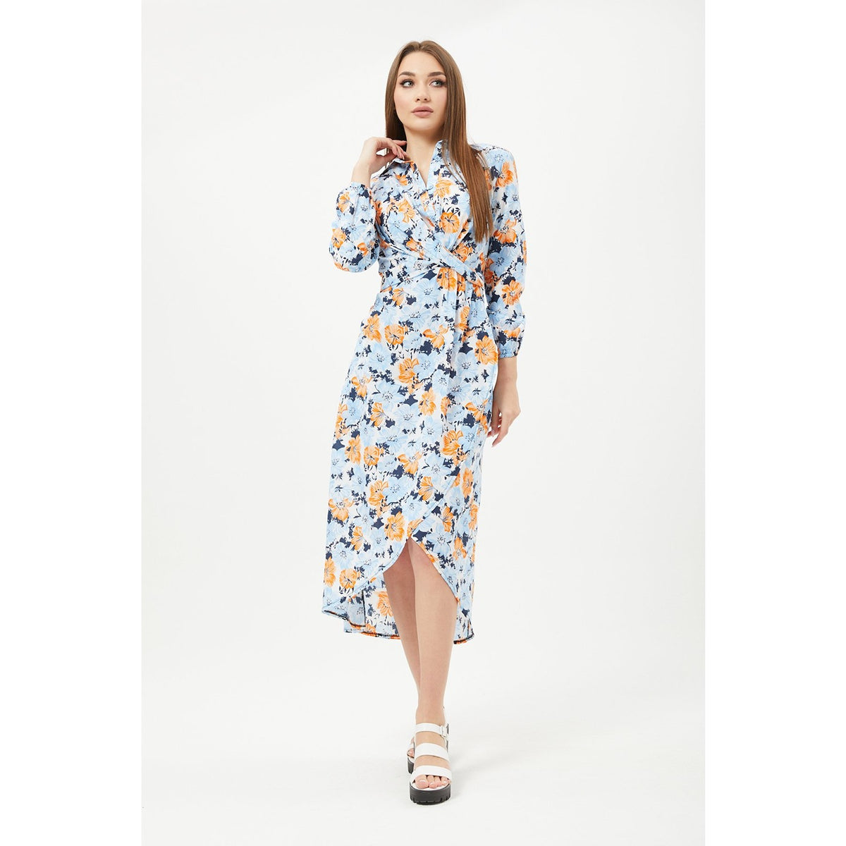 Blue Floral Shirt Dress | Montivo Pakistan