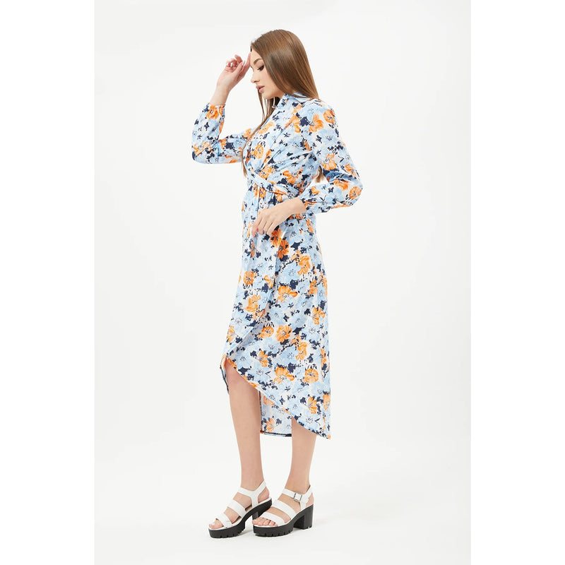 Blue Floral Shirt Dress | Montivo Pakistan