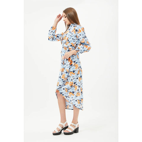 Blue Floral Shirt Dress | Montivo Pakistan