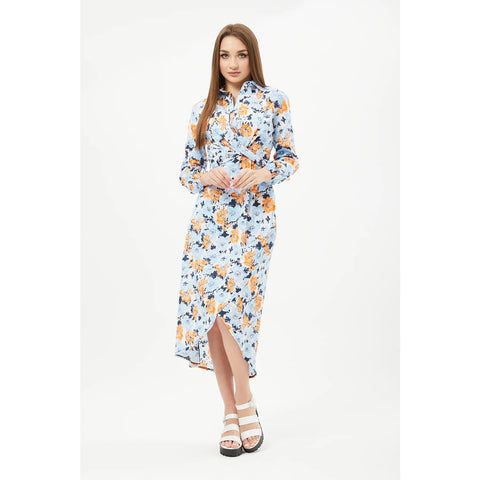 Blue Floral Shirt Dress | Montivo Pakistan