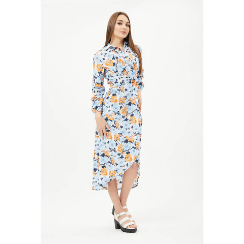Blue Floral Shirt Dress | Montivo Pakistan