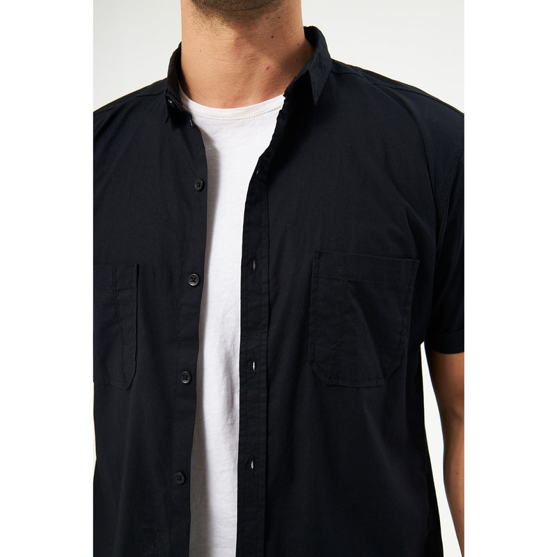 Black Double Pocket Half Sleeves Shirt | Montivo Pakistan