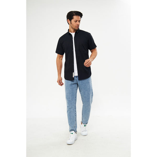 Black Double Pocket Half Sleeves Shirt | Montivo Pakistan