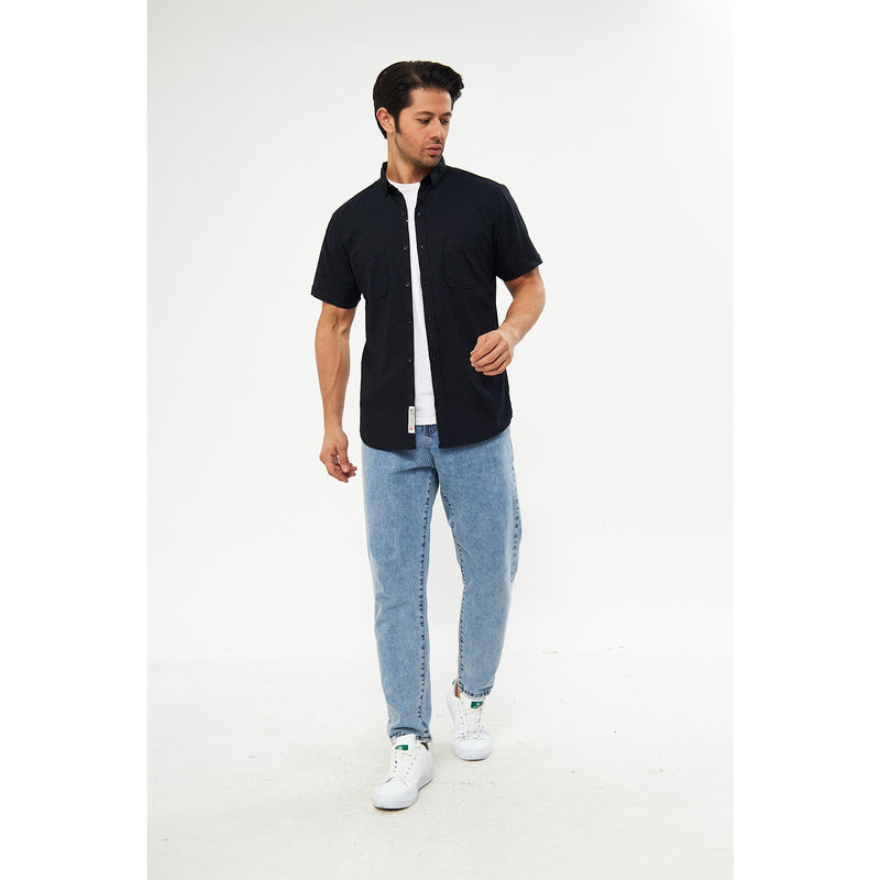 Black Double Pocket Half Sleeves Shirt | Montivo Pakistan