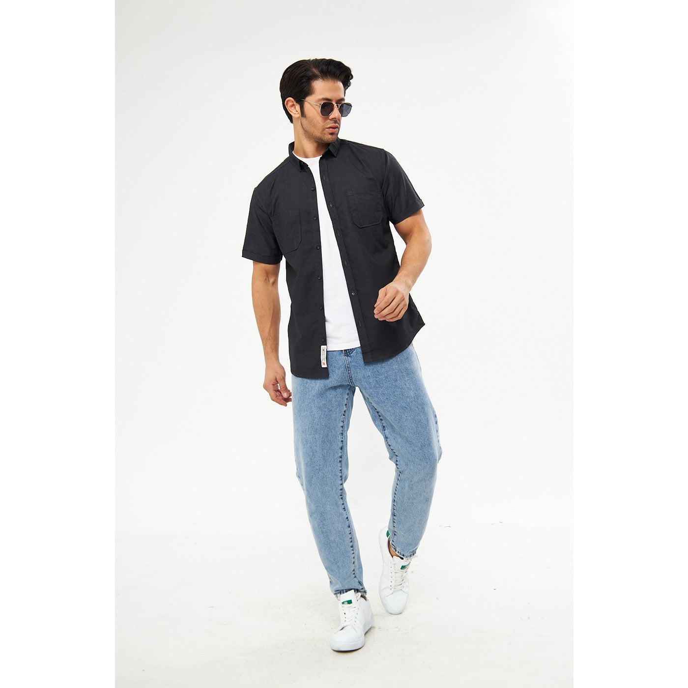 Dark Grey Double Pocket Half Sleeves Shirt | Montivo Pakistan