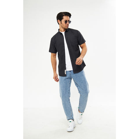 Dark Grey Double Pocket Half Sleeves Shirt | Montivo Pakistan
