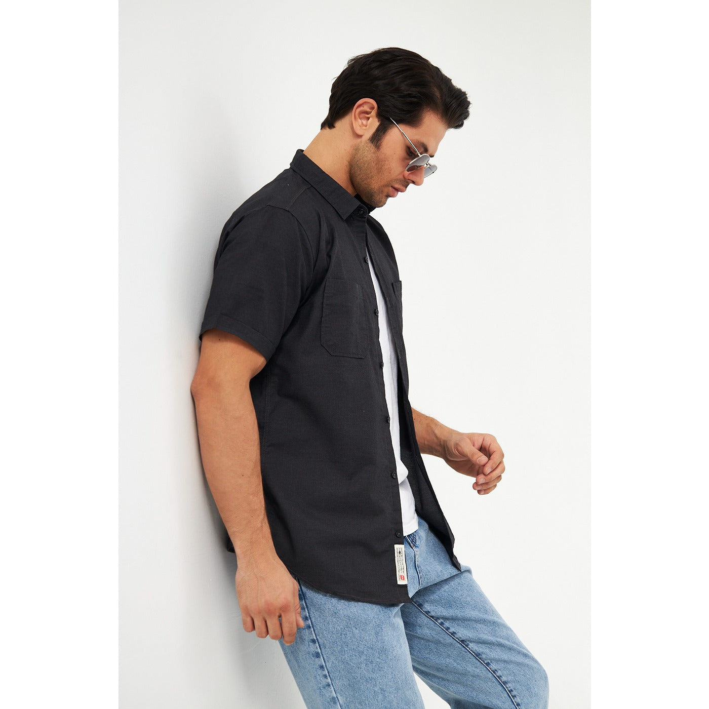 Dark Grey Double Pocket Half Sleeves Shirt | Montivo Pakistan
