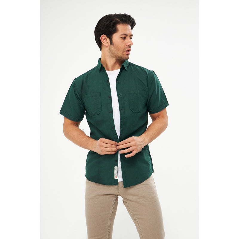 Green Double Pocket Half Sleeves Shirt | Montivo Pakistan