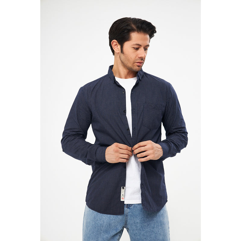 Blue Micro Check Shirt | Montivo Pakistan