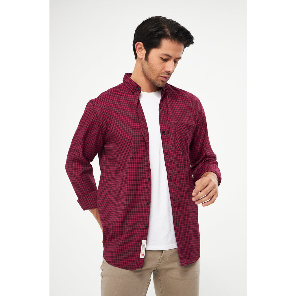 Red Micro Check Shirt | Montivo Pakistan