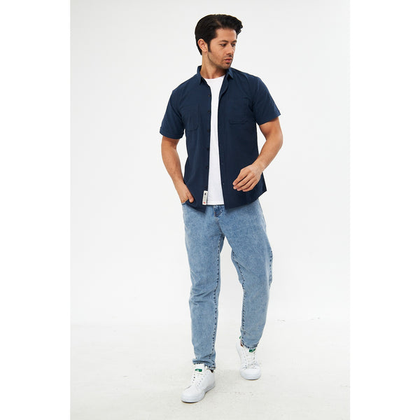 Blue Double Pocket Half Sleeves Shirt | Montivo Pakistan
