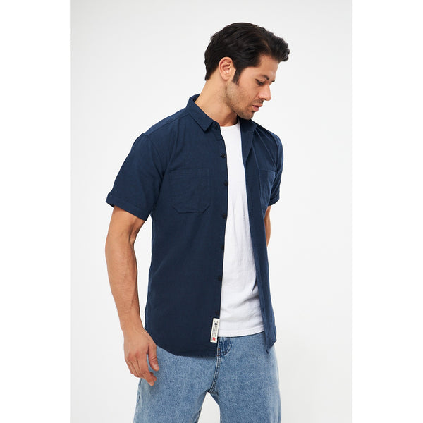Blue Double Pocket Half Sleeves Shirt | Montivo Pakistan