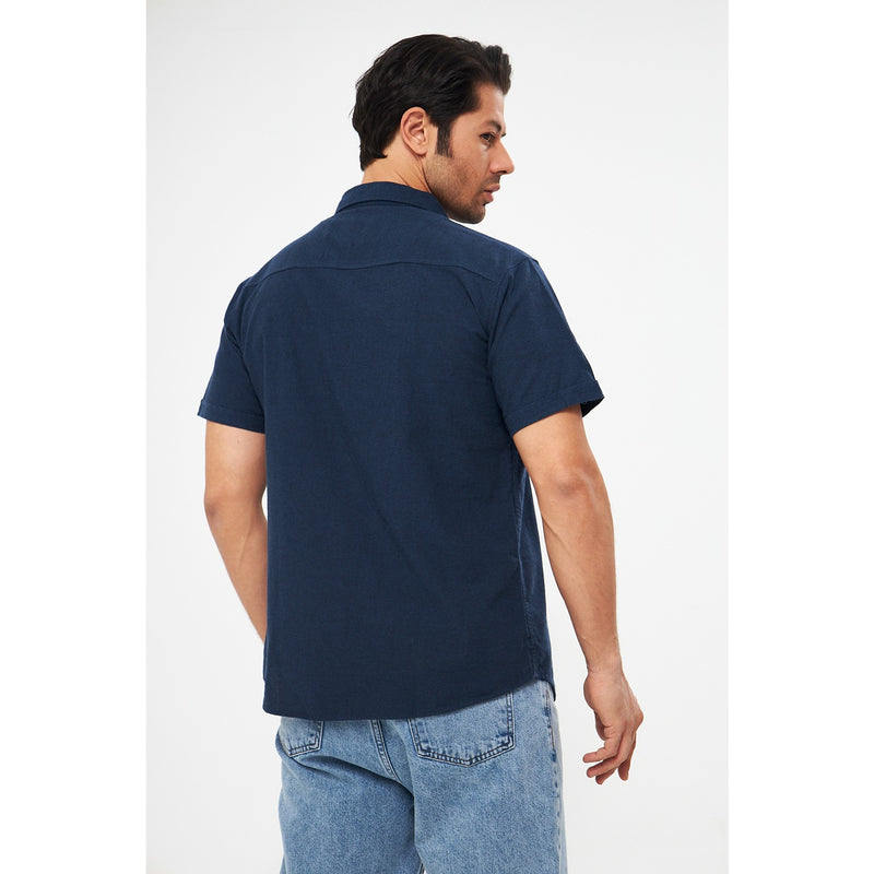 Blue Double Pocket Half Sleeves Shirt | Montivo Pakistan