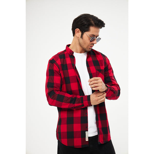 Red Broad Check Casual Shirt | Montivo Pakistan