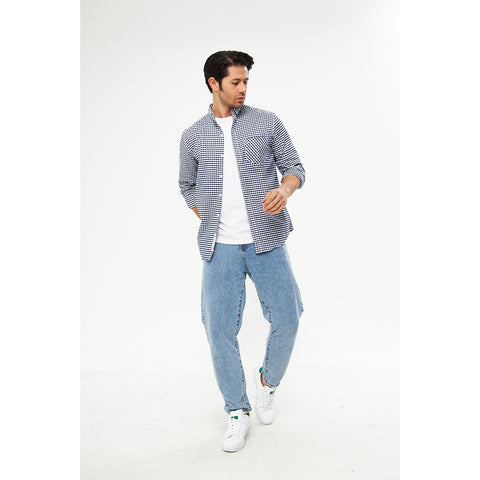 Navy Ghingham Check Casual Shirt | Montivo Pakistan