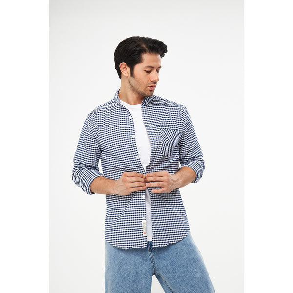 Navy Ghingham Check Casual Shirt | Montivo Pakistan