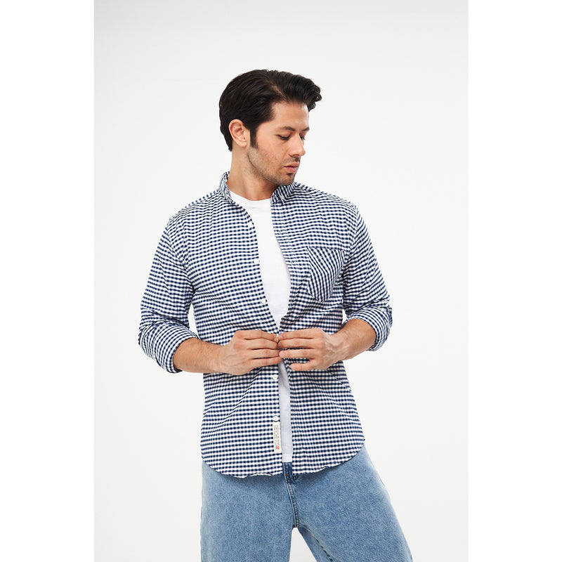 Navy Ghingham Check Casual Shirt | Montivo Pakistan