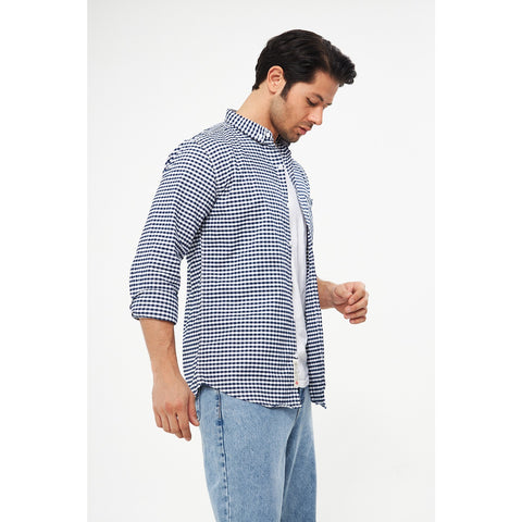 Navy Ghingham Check Casual Shirt | Montivo Pakistan
