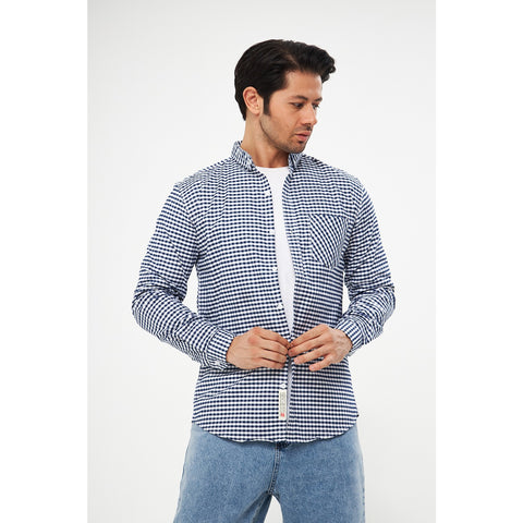 Navy Ghingham Check Casual Shirt | Montivo Pakistan